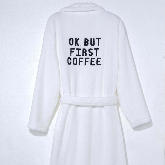 NWT COCUS POCUS - Ok But First Coffee Plush Robe - Picture 1 of 5